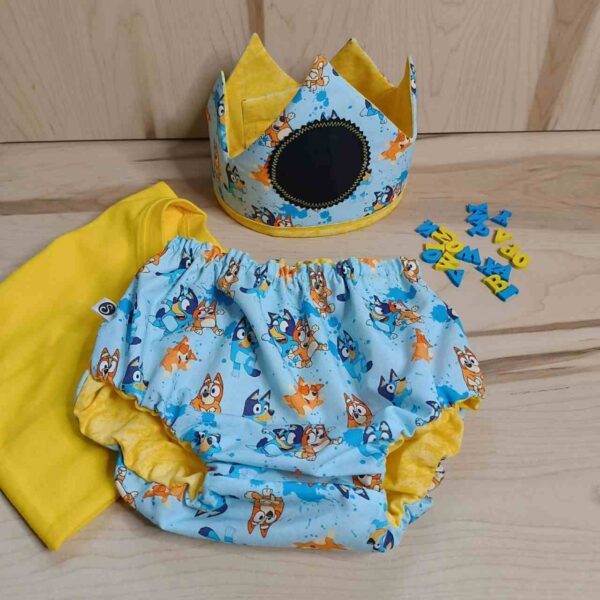 Conjunto de cumpleaños Bluey reversible y artesanal hecho por La Sombra Del Gato