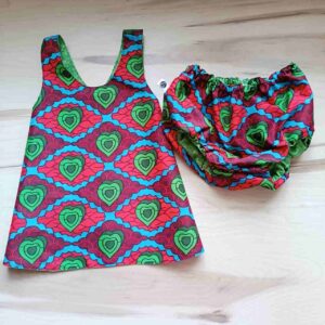 Vestido infantil de tela africana de la sombra del gato