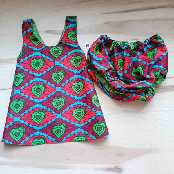 Vestido infantil de tela africana de la sombra del gato